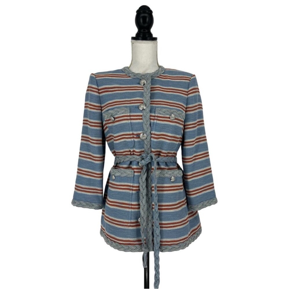 VERONICA BEARD  Ginerva Braided-Rope Tie Jacket Blue - Picture 5 of 16